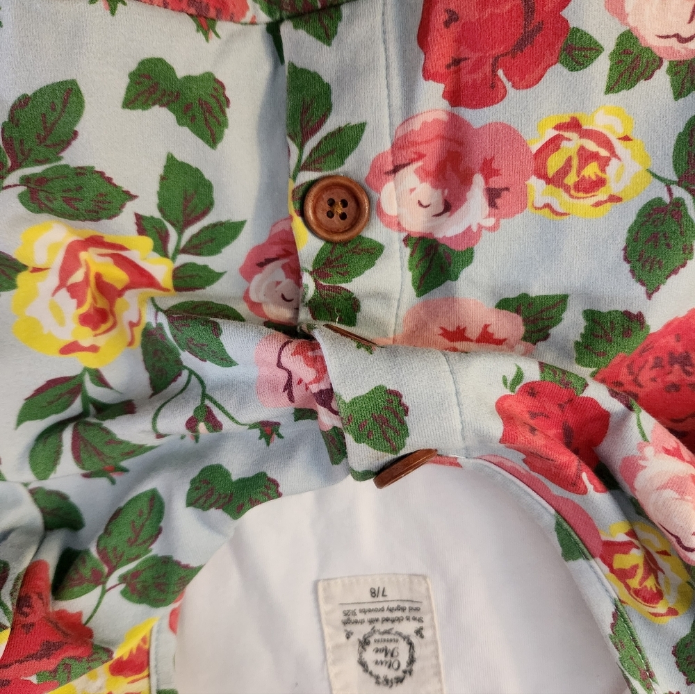 Olivia Mae Charming Long Sleeve Floral Dress w/ Red,Pink,Yellow Blooms, S7/8,EUC - Picture 5 of 7